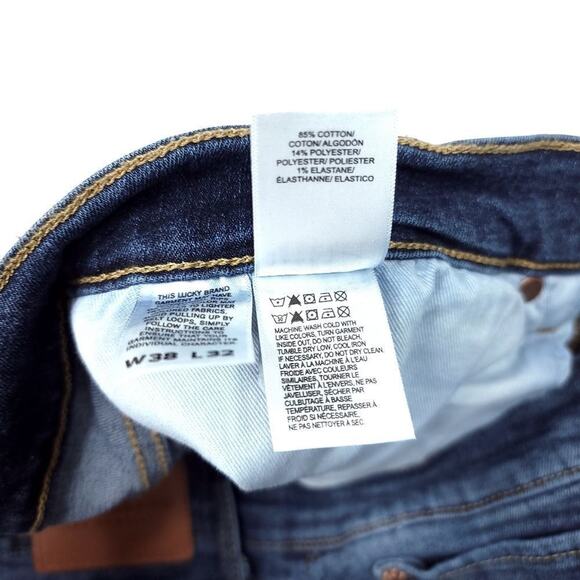 Lucky Brand 221 Straight Jeans Mens 38x32 Blue Stretch Designer USA 12" Rise - Picture 4 of 9